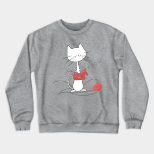 White Knitting Cat - Heather Crewneck Sweatshirt